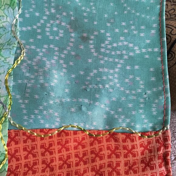 Giardino D'Oriente Lg Rectangle Patch Multicolor 100% Silk Scarf Made in Italy - Picture 12 of 15